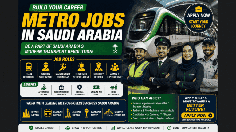 Metro Jobs in Saudi Arabia 2026 – Riyadh Metro Careers, Station Jobs, Driver, Maintenance and Operations