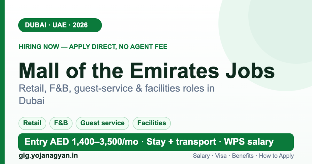 Mall of the Emirates Jobs in Dubai 2026 — salary, visa and how to apply