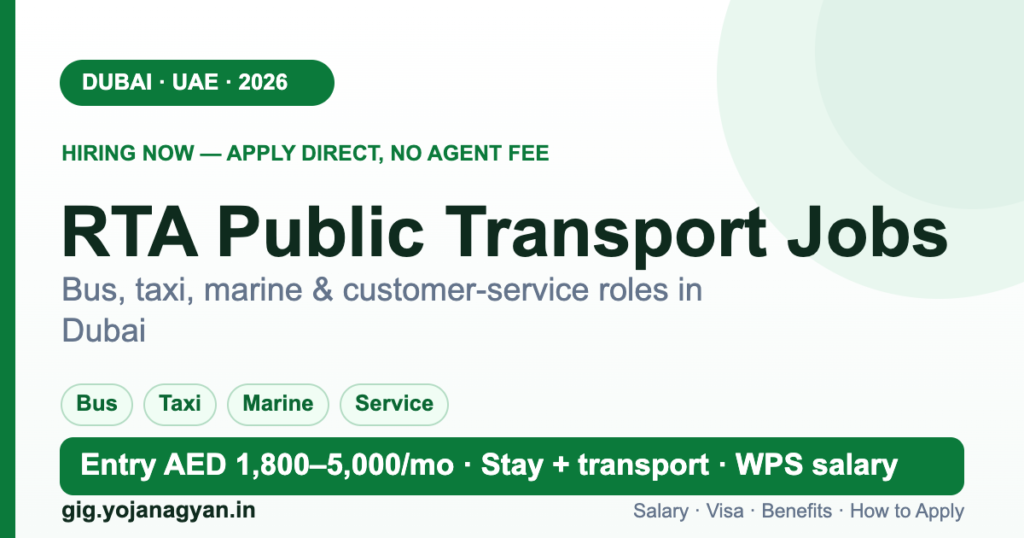 RTA Public Transport Jobs in Dubai 2026 — salary, visa and how to apply